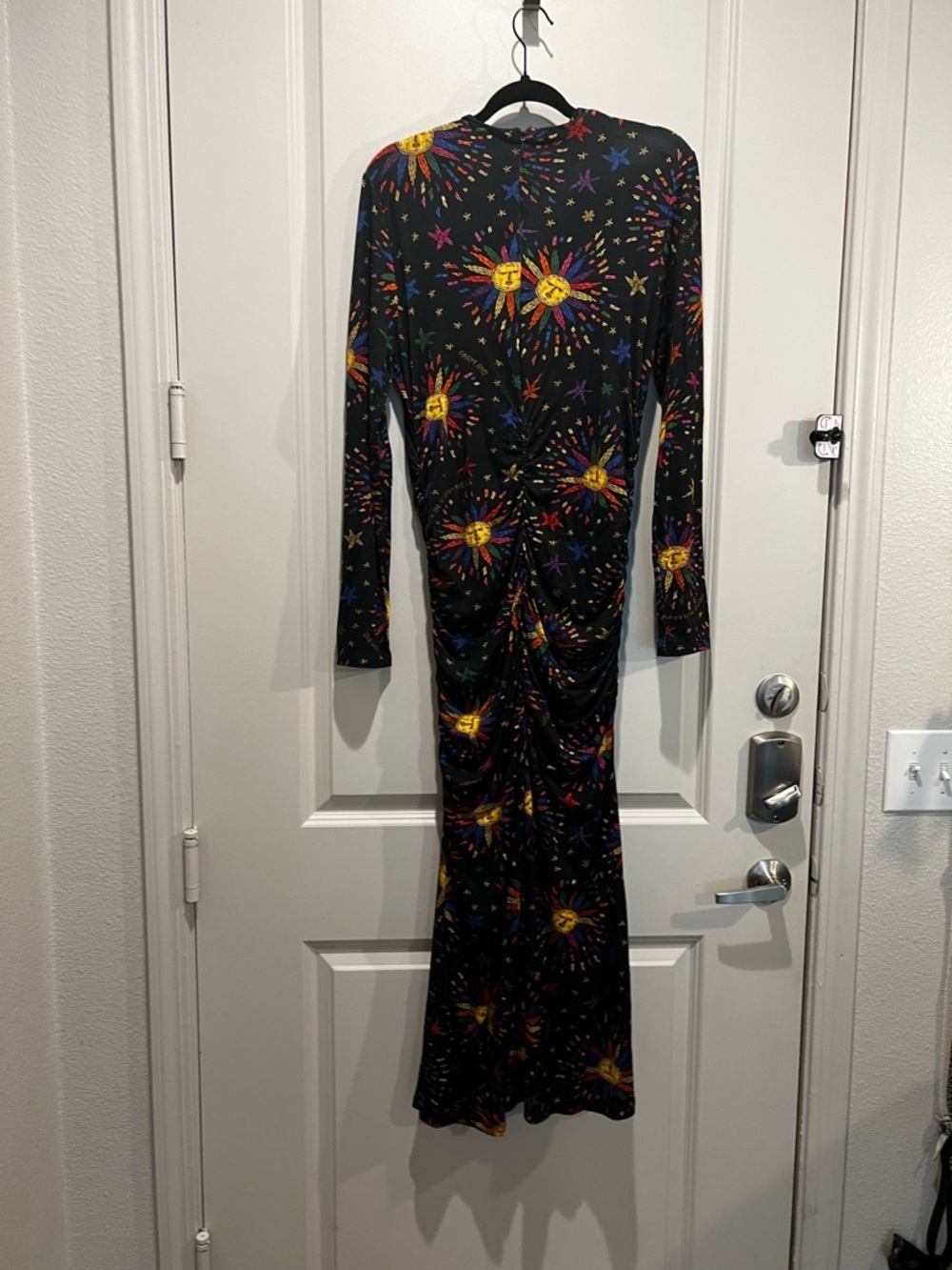 Farm Rio Celestial Sunburst Ruched Maxi Dress Size Large - Picture 3 of 7